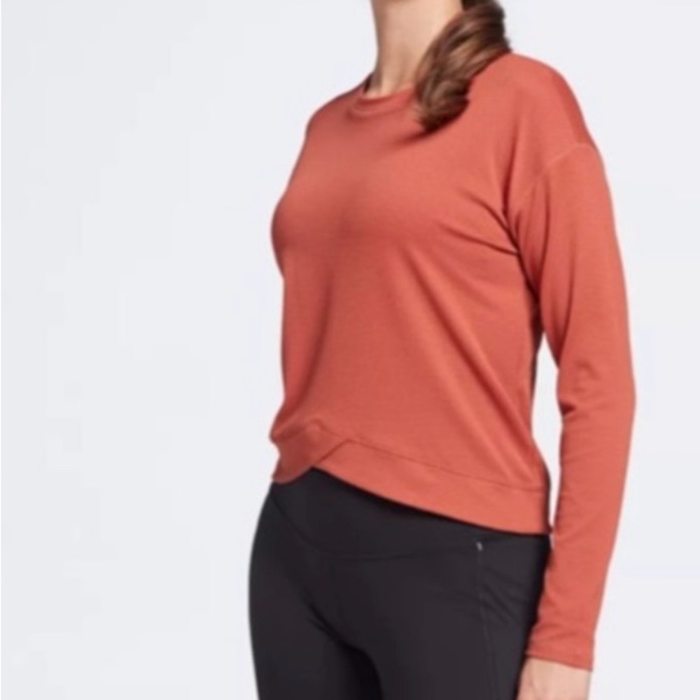 CALIA Bubble Mesh Long Sleeve Shirt in Rust - Picture 2 of 10
